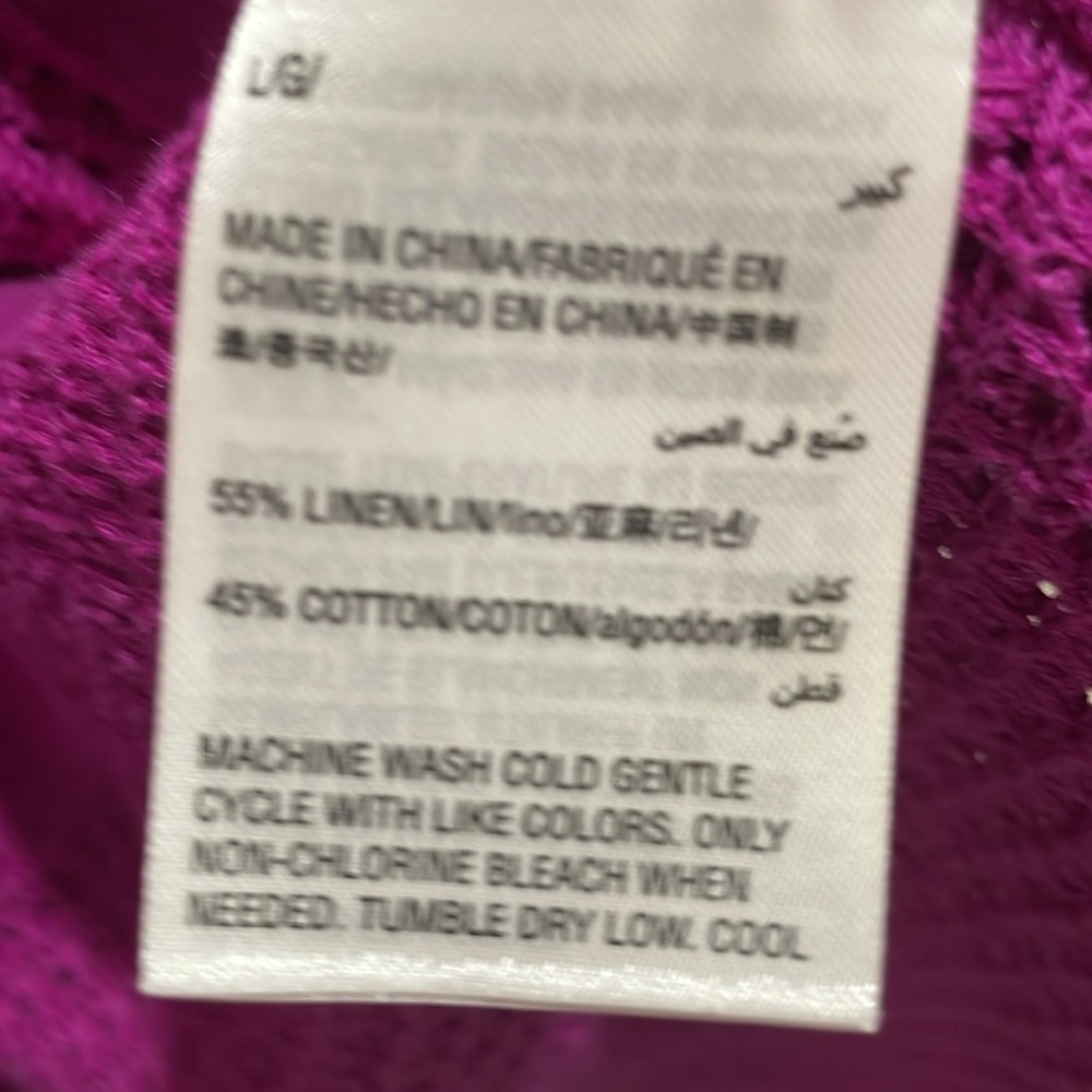 Alfani Fuchsia Open Knit Linen Blend Cardigan Size Large ( NWOT) - Picture 10 of 11